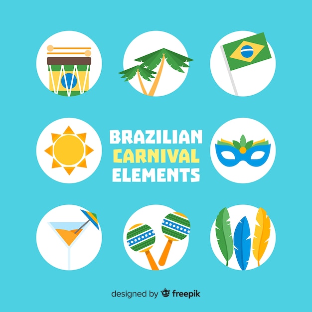 Vettore gratuito collezione di elementi di carnevale brasiliano