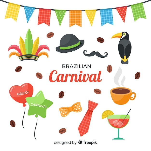 Free vector brazilian carnival element collection