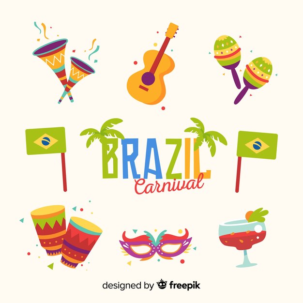 Brazilian carnival elements set