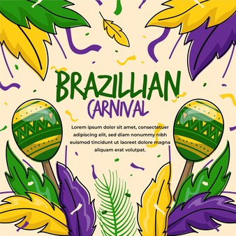 お祝いの要素を持つブラジルのカーニバルイベントのイラスト 無料のベクター お祝いの要素を持つブラジルのカーニバルイベントのイラスト 無料のベクター