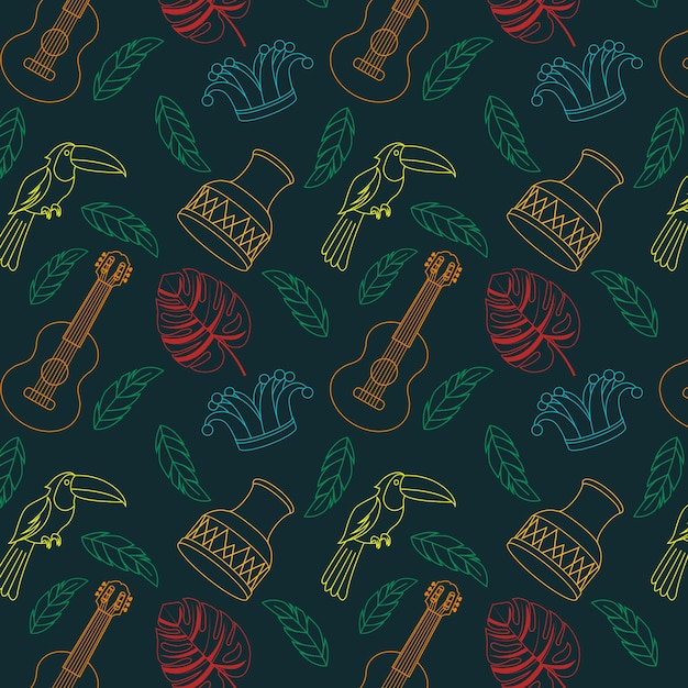 Free vector brazilian carnival hand drawn pattern