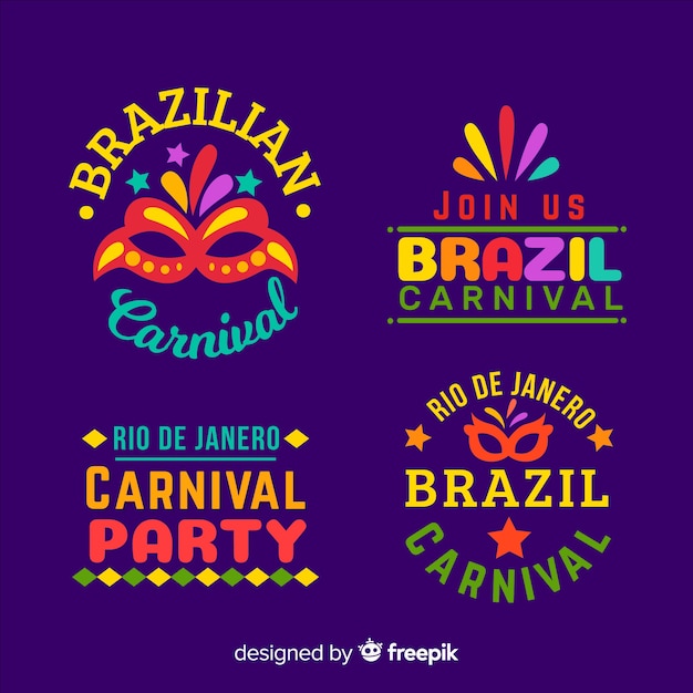 Free vector brazilian carnival label collection