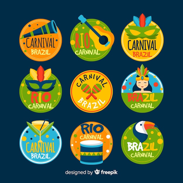 Free vector brazilian carnival label collection