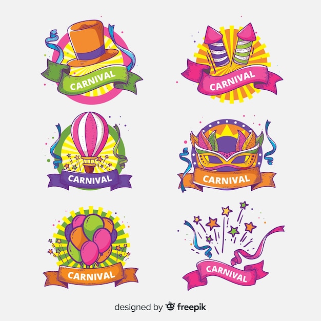 Free vector brazilian carnival label collection