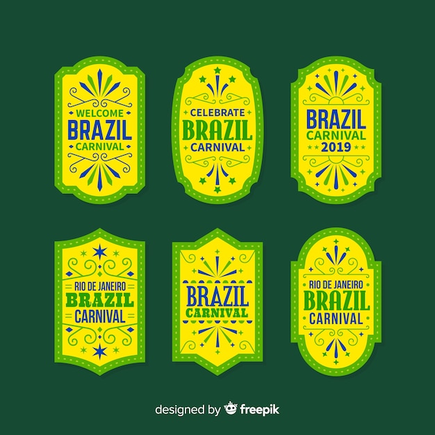 Free vector brazilian carnival label collection