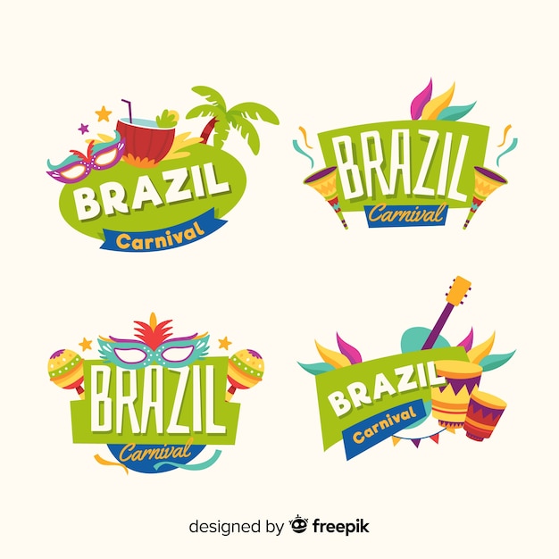 Free vector brazilian carnival label collection
