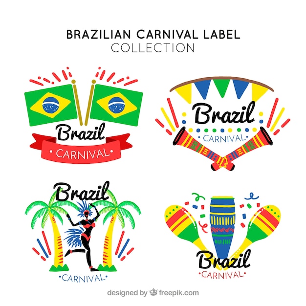 Vettore gratuito etichette di carnevale brasiliano