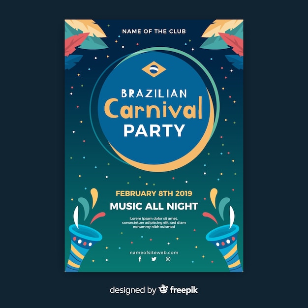 Brazilian carnival party flyer template