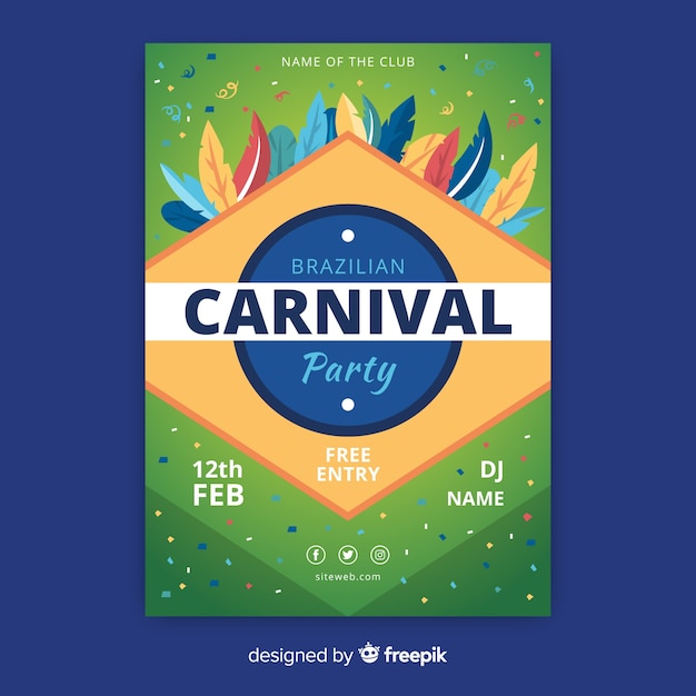 Free vector brazilian carnival party flyer template