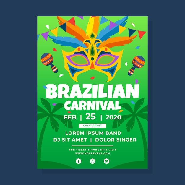 Brazilian carnival party poster template