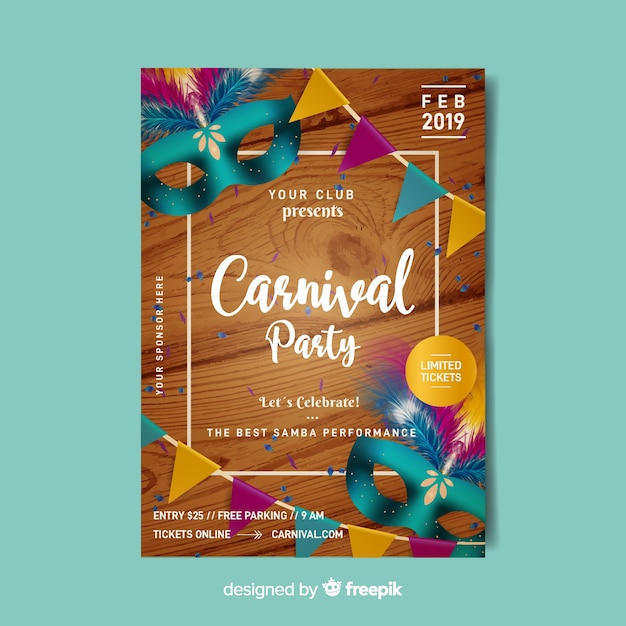 Free vector brazilian carnival party poster