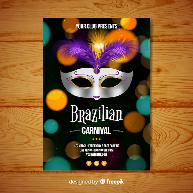 Free vector brazilian carnival party poster