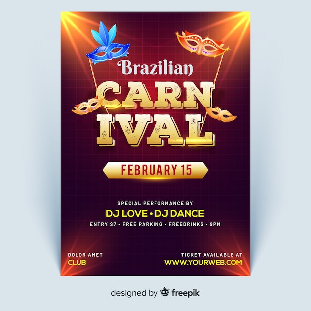 Free vector brazilian carnival party poster