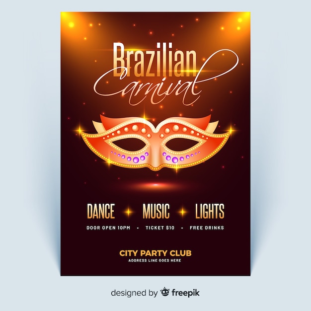 Free vector brazilian carnival party poster