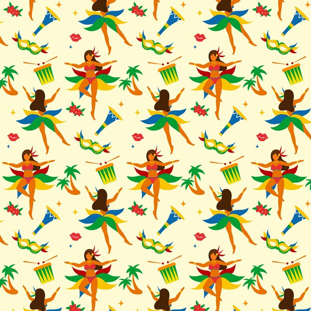 Brazilian carnival pattern in flat design