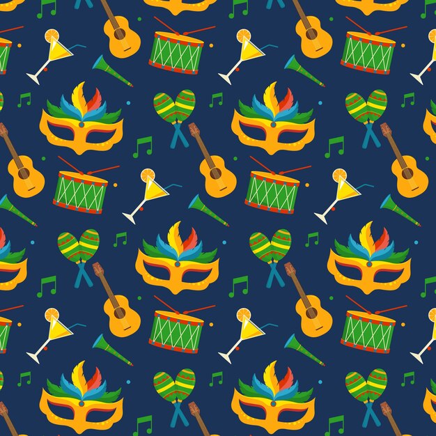 Brazilian carnival pattern in flat design