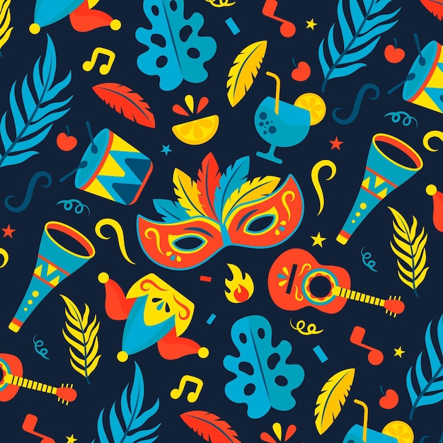 Free vector brazilian carnival pattern in flat design