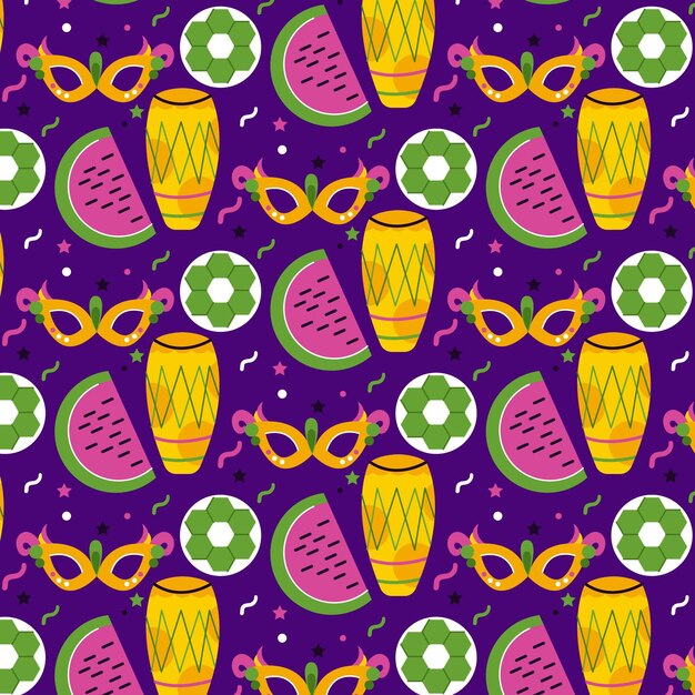 Brazilian carnival pattern in flat design