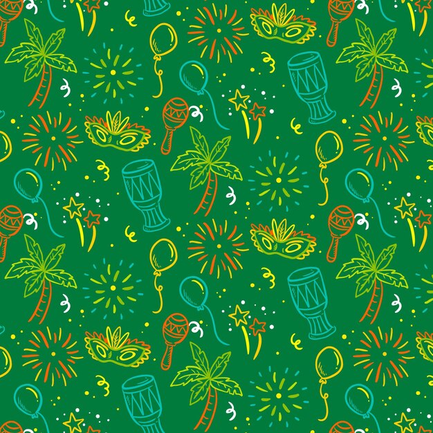 Brazilian carnival pattern hand drawn