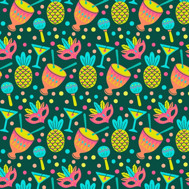 Brazilian carnival pattern hand drawn