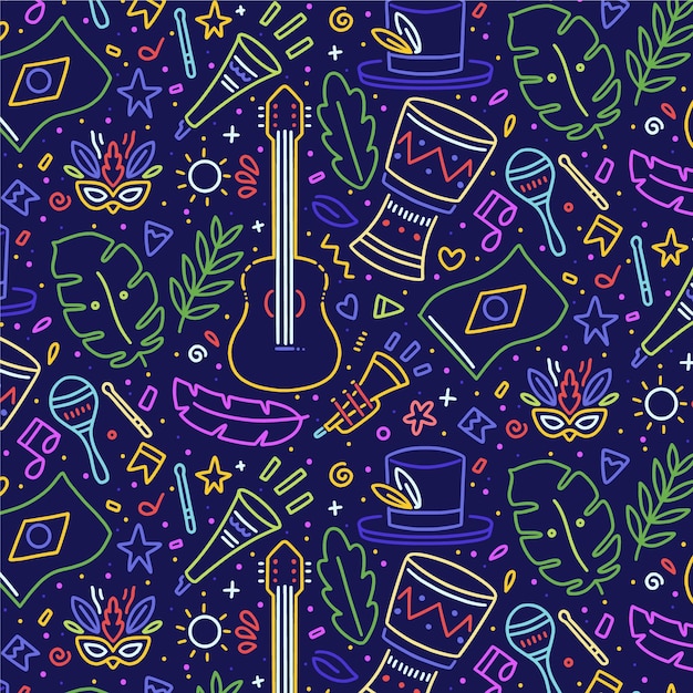 Free vector brazilian carnival pattern theme