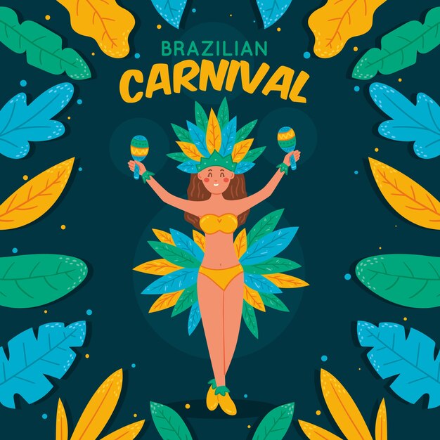 Brazilian carnival pattern with dancer
