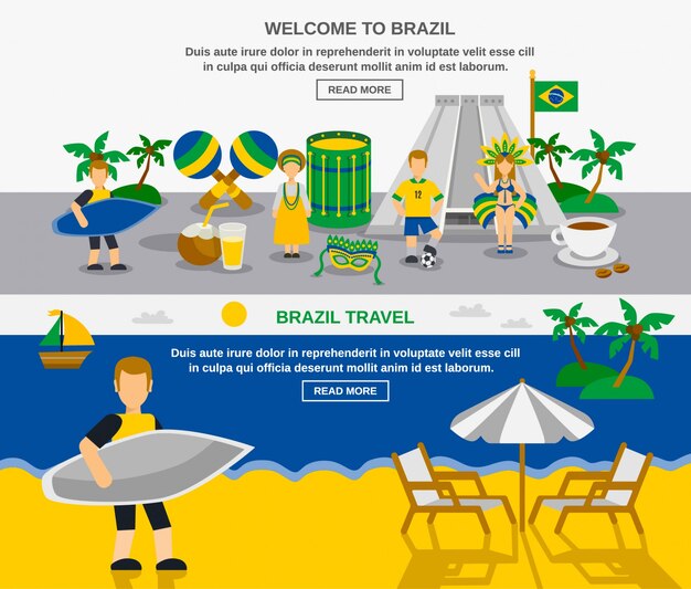 Brazilian culture 2 flat banners composition