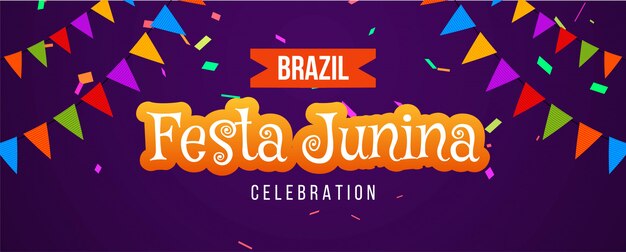 Brazilian Festa Junina festival colorful banner 