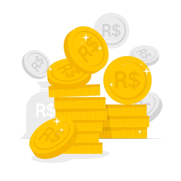 Brazilian real coins concept illustration