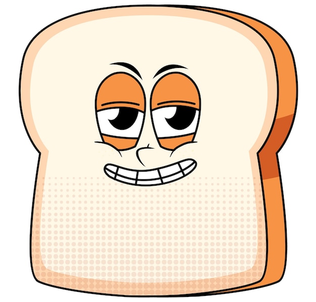 A bread cartoon character on white background