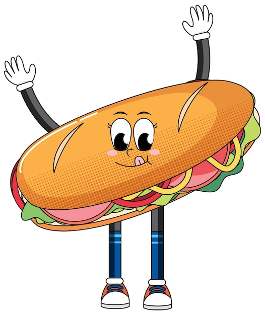 Free vector a bread cartoon character on white background