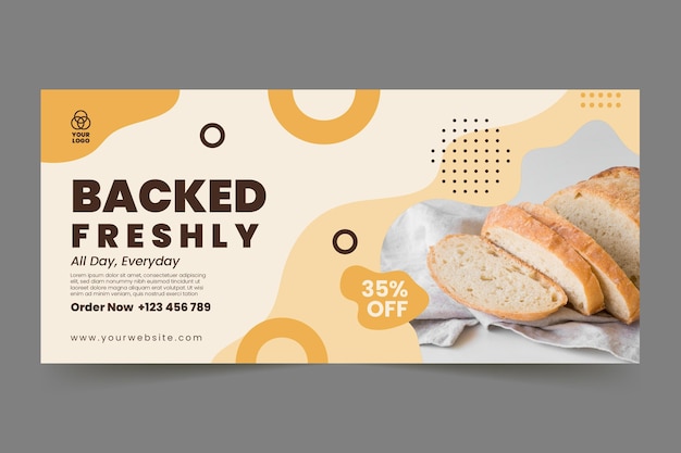 Bread horizontal banner template Free Vector