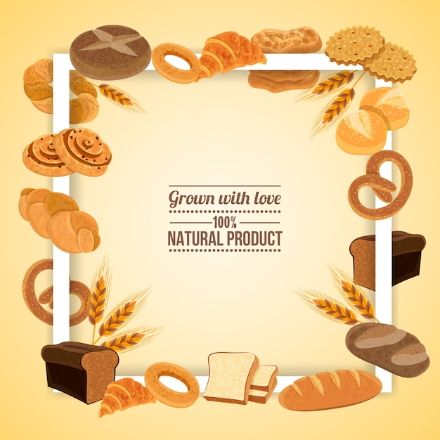 Bread and pastry frame with natural product