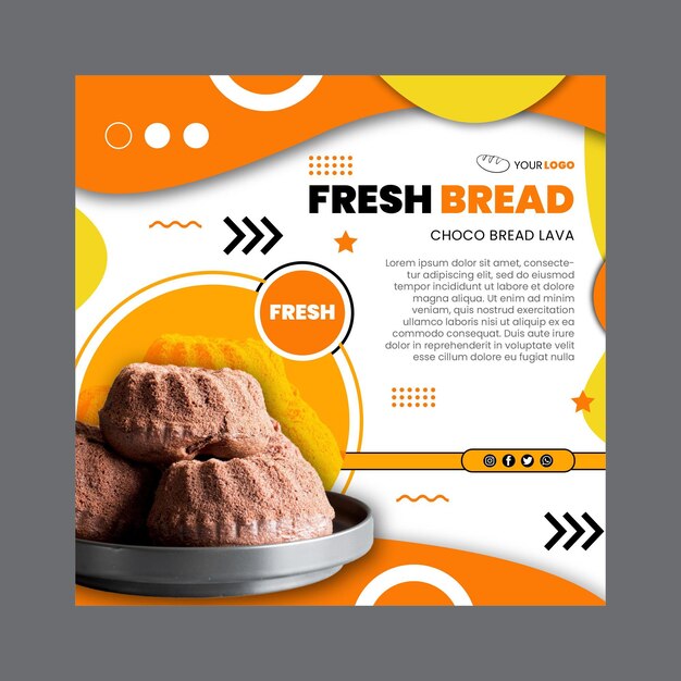 Free vector bread square flyer template