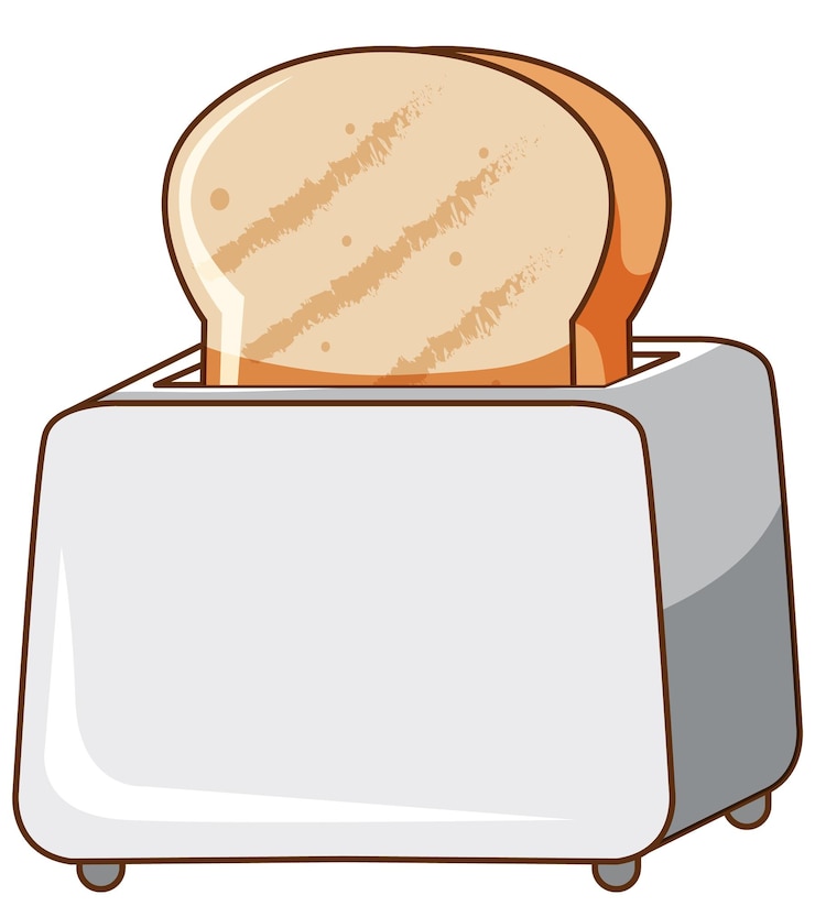 Free Vector bread toaster with toasted bread on white background