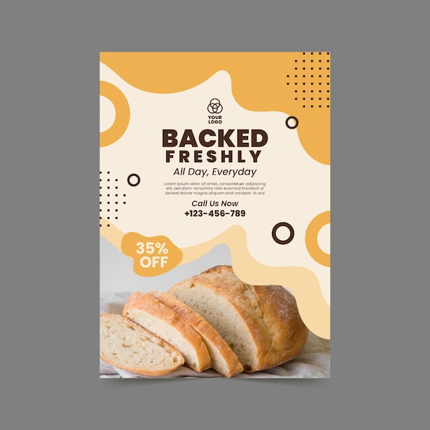 Vettore gratuito modello di poster verticale di pane