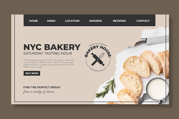 Free vector bread web template with photo