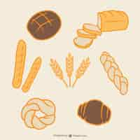 Free vector bread and wheat hand drawn collection