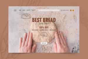 Free vector bread with discount landing page template