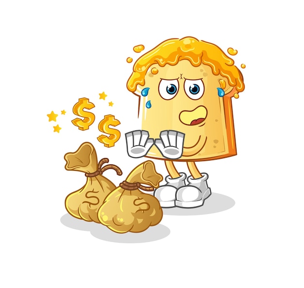 Bread with honey refuse money illustration. character vector