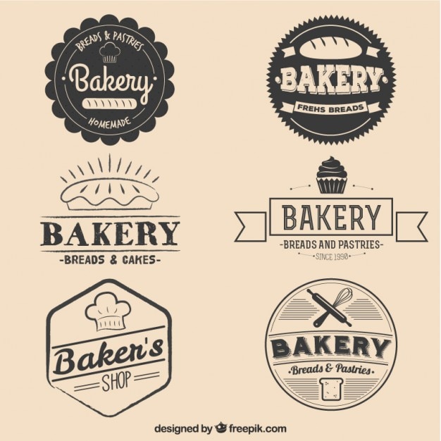 Free vector breads and cakes badges