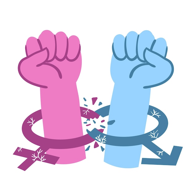 Break gender norms concept with hands illustration