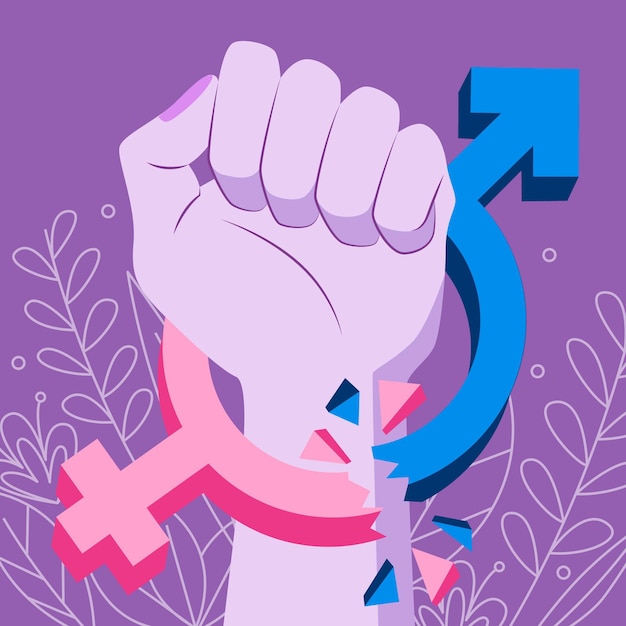Бесплатное векторное изображение Сломайте гендерные нормы иллюстрацией с кулаком
