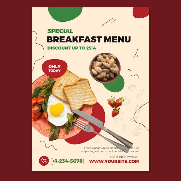 Free vector breakfaast menu discount price flyer template