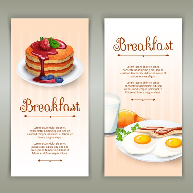 Breakfast 2 vertical banners set