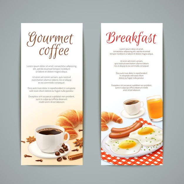 Vettore gratuito set di banner colazione