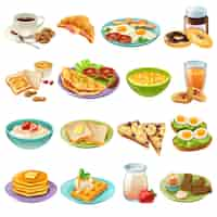 Free vector breakfast brunch menu food icons set