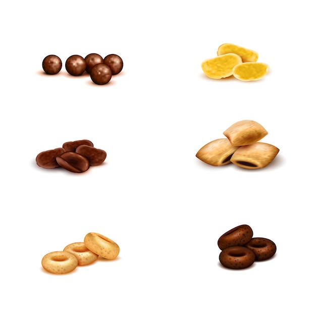 Free vector breakfast cereals realistic set