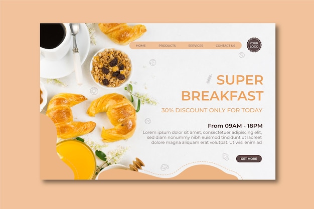 Free vector breakfast concept landing page