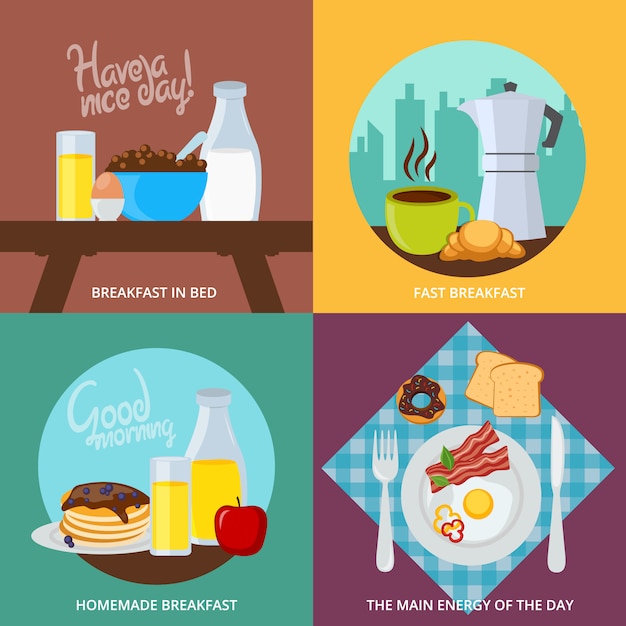 Free vector breakfast concept set